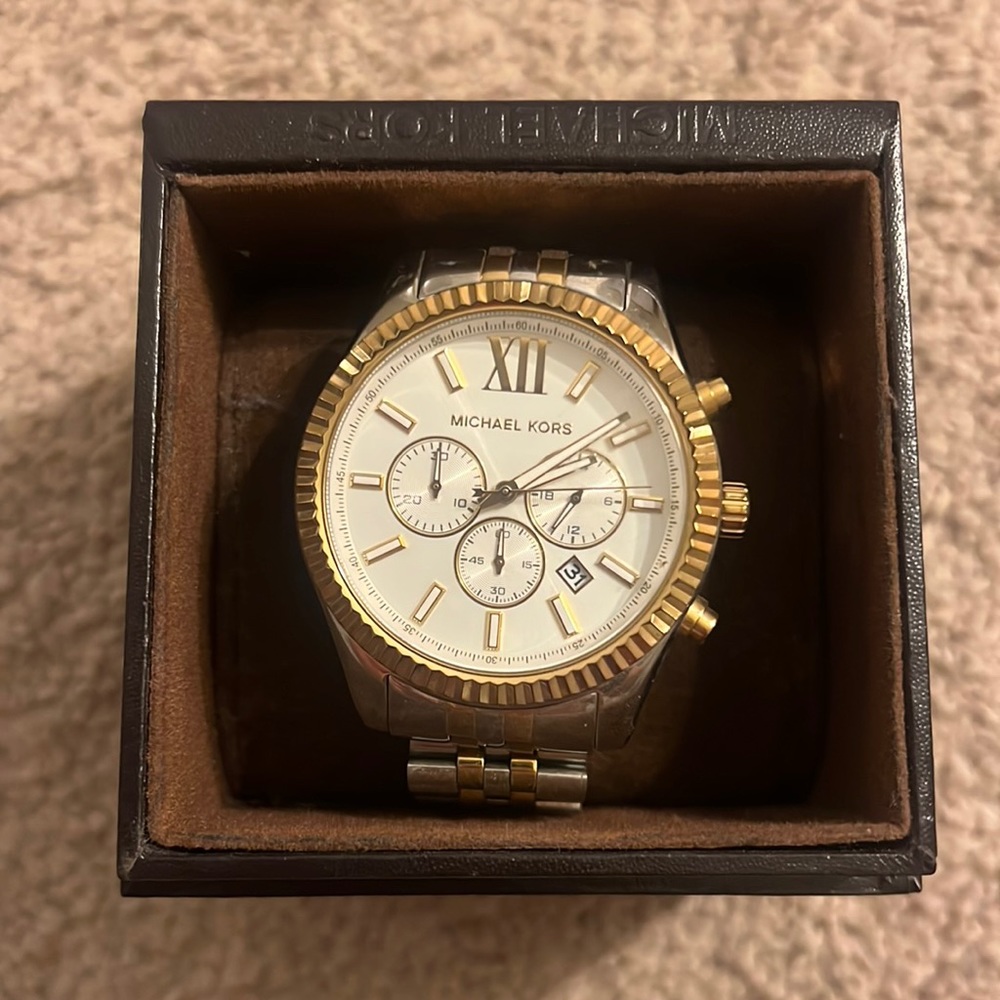Men's Chronograph Lexington Two-Tone Stainless Steel Watch 45mm MK8344